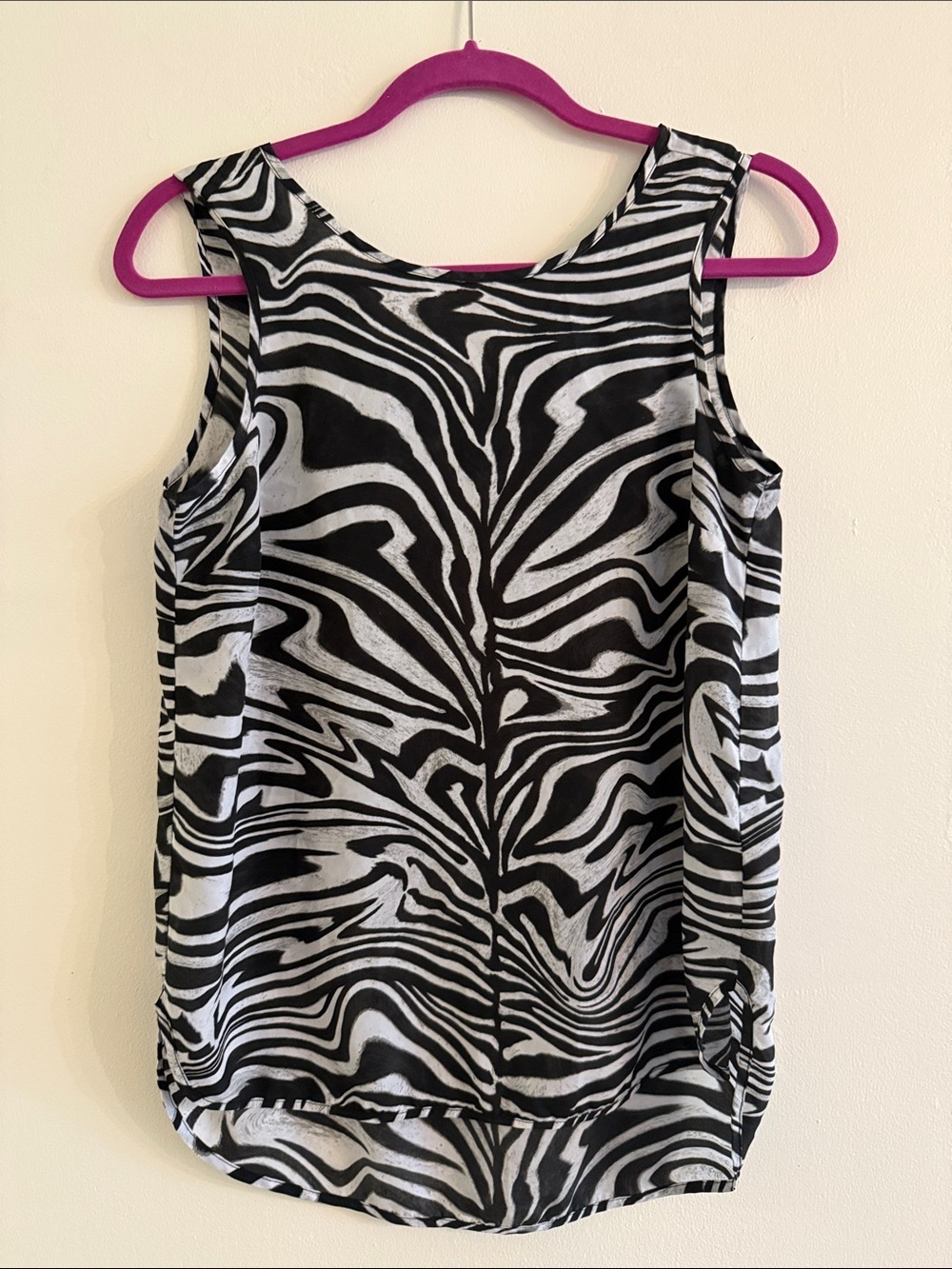 Michael Kors Black & White Zebra-Print Sleeveless Blouse